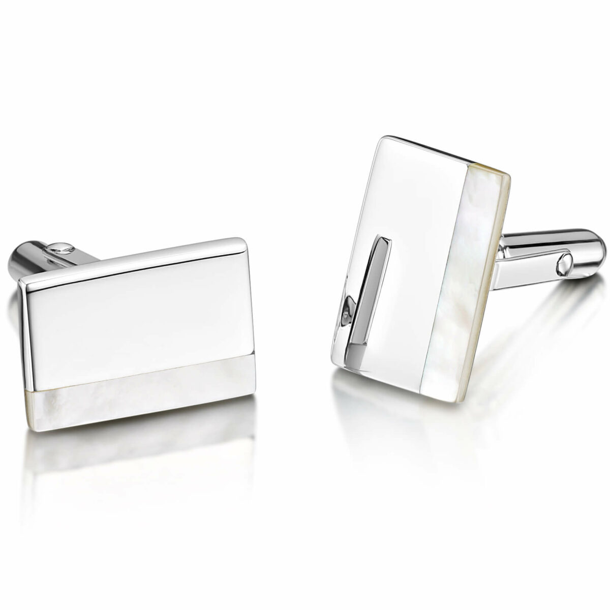 Mother Of Pearl In Silver Rectangle Cufflinks – Clinks Australia – New With Tags