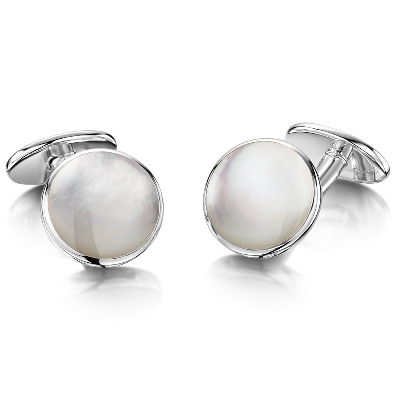 Pearl Engraved Silver Cufflinks For Men Engravers Guild of London