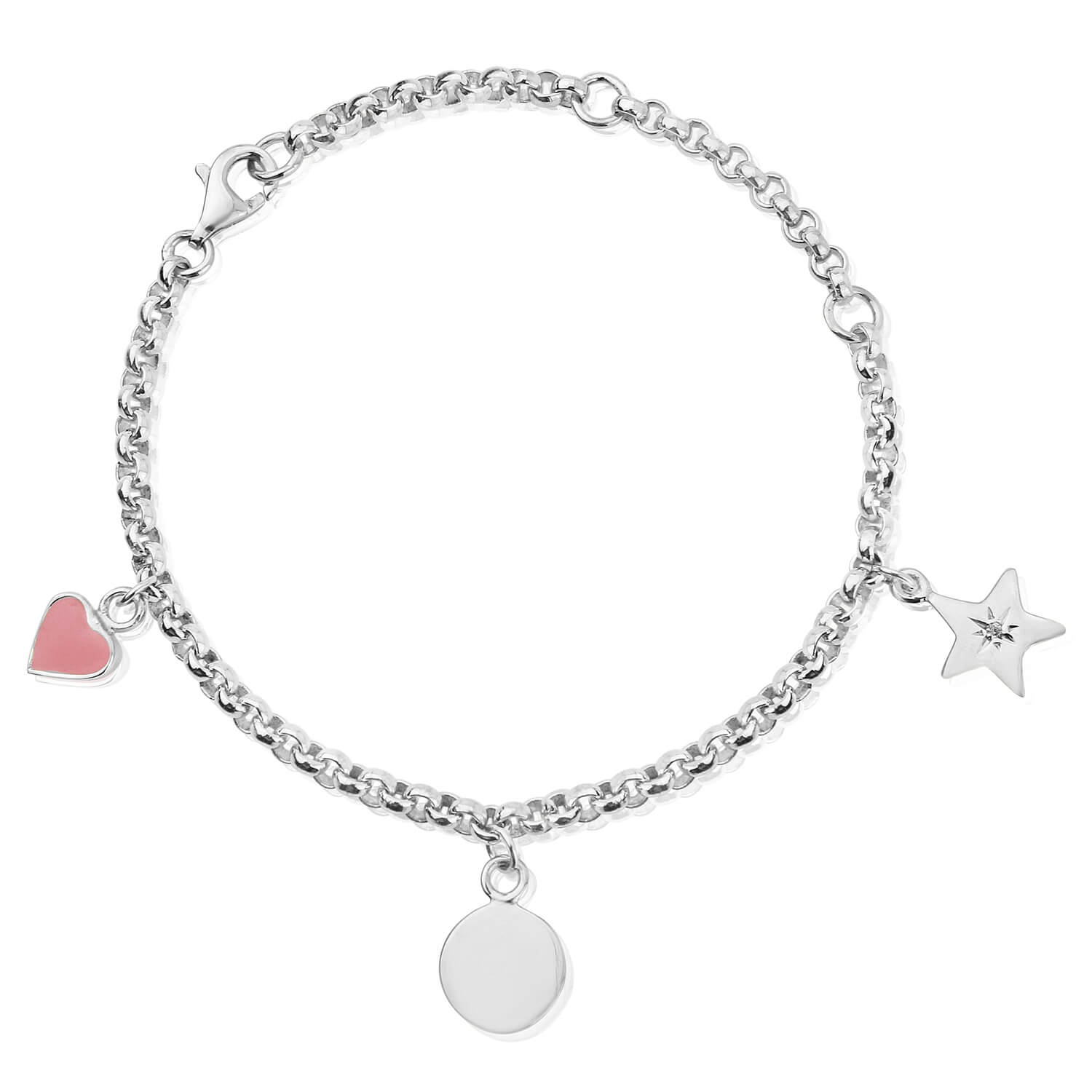 Silver Charm Engraved Bracelet Personalised Christening Gift