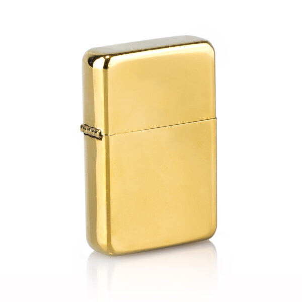 Personalised gold lighter on white background