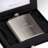 bespoke stainless steel hip flask in gift box