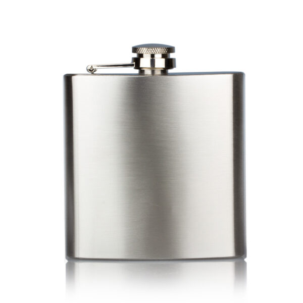 Classic grey stainless steel personalised hip flask