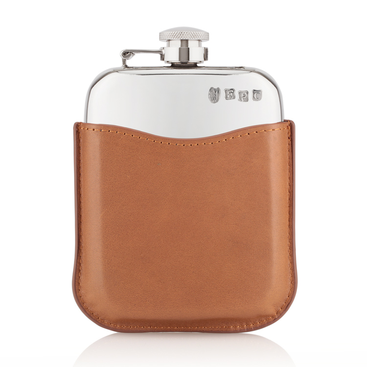 Personalised Pewter Hip Flask with Leather Pouch