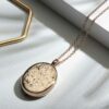 Big Oval Locket Full Scroll Engraved Rose Gold