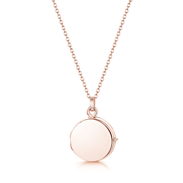 engraved rose gold drum locket hanging