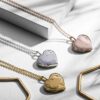 Half Scroll Heart Locket Gold Silver Rose Gold