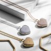 Heart Diamond Inset Locket Rose Gold Silver