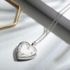 Heart Half Scroll Silver Locket Engraved