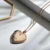 Heart Half Scroll Rose Gold Locket Engraved