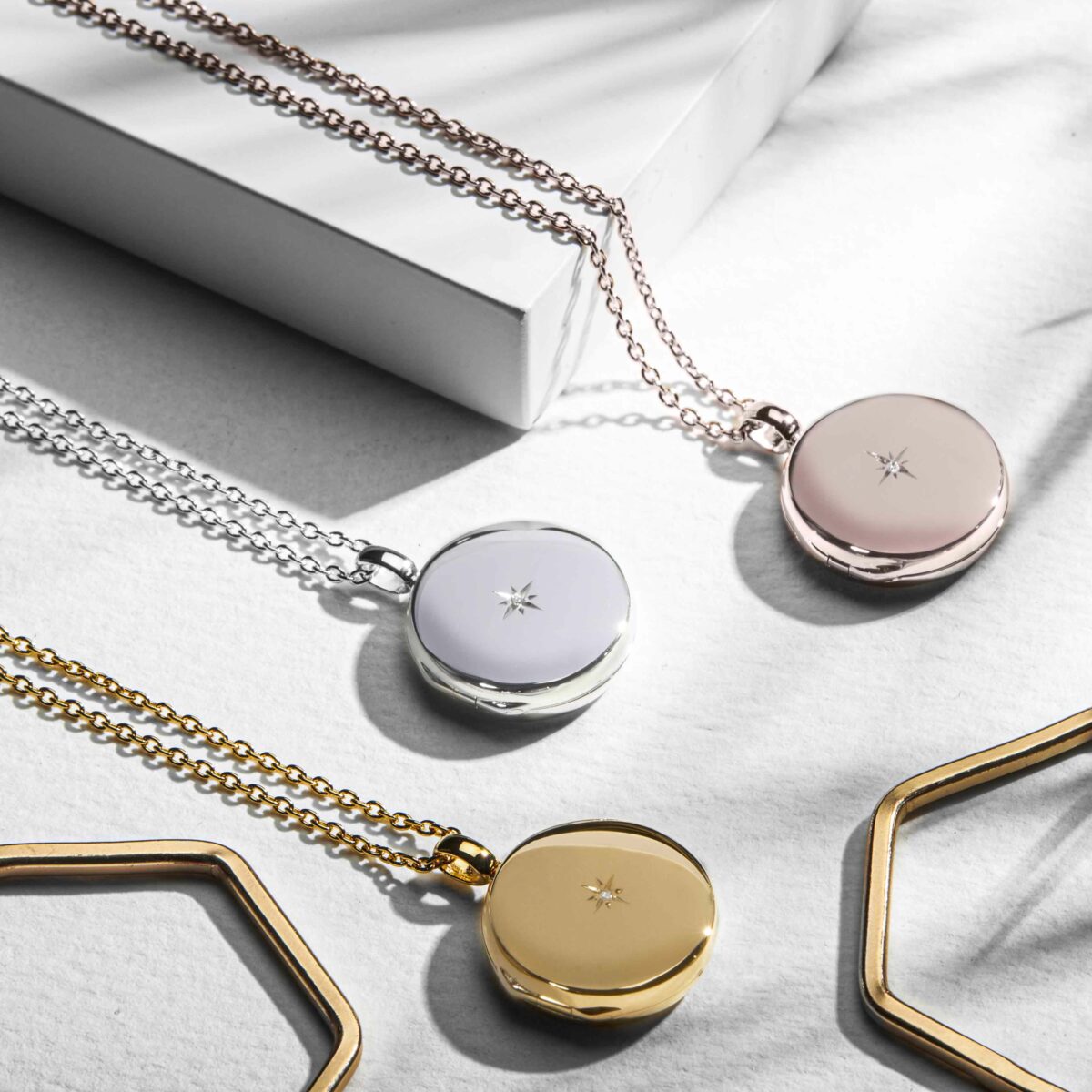 Diamond Round Gold Personalised Locket | Engravers Guild