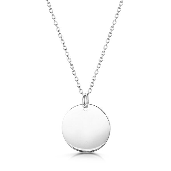 engraved disc silver necklace