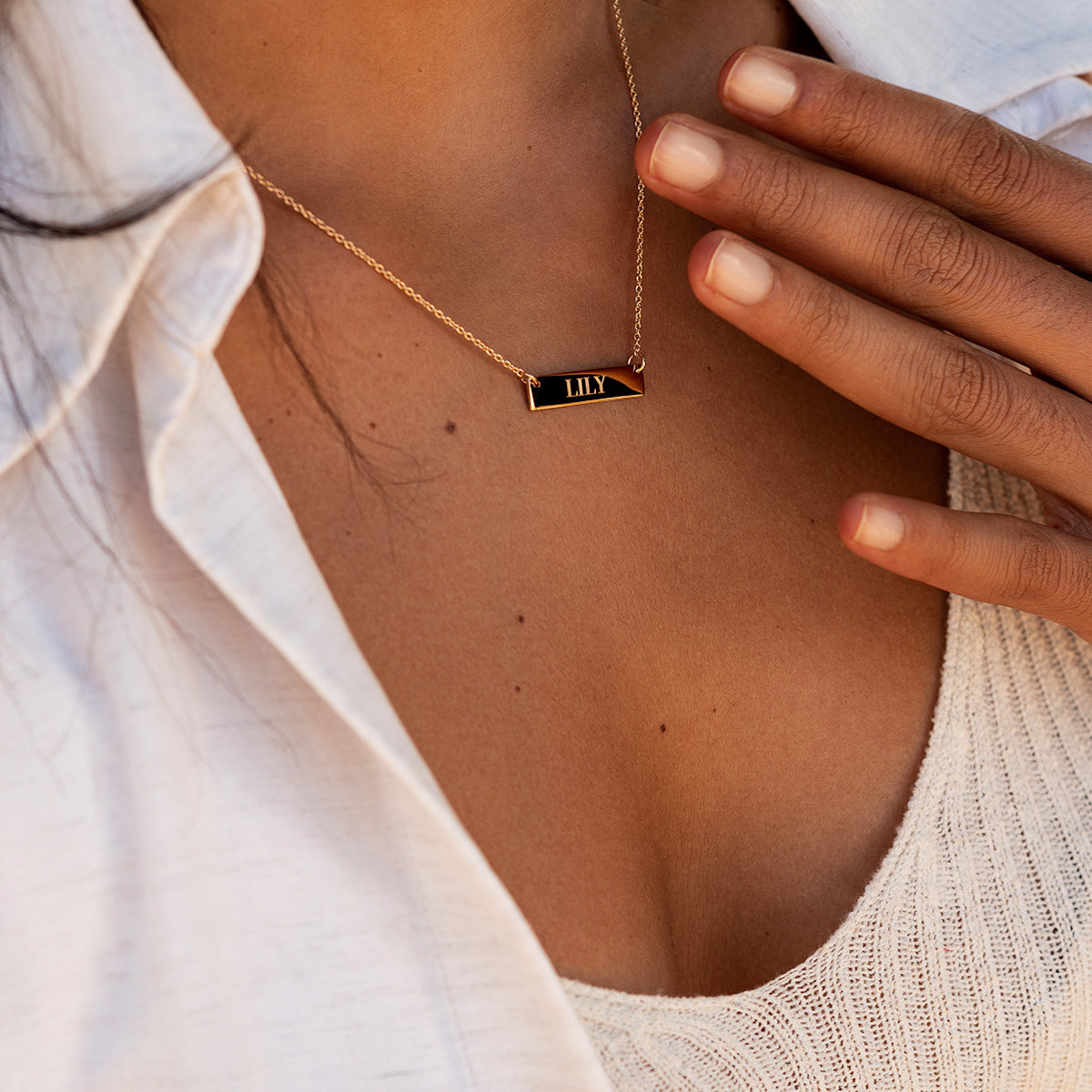 Gold Name Bar Personalised Necklace