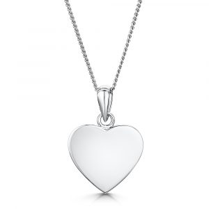 engraved silver classic heart necklace