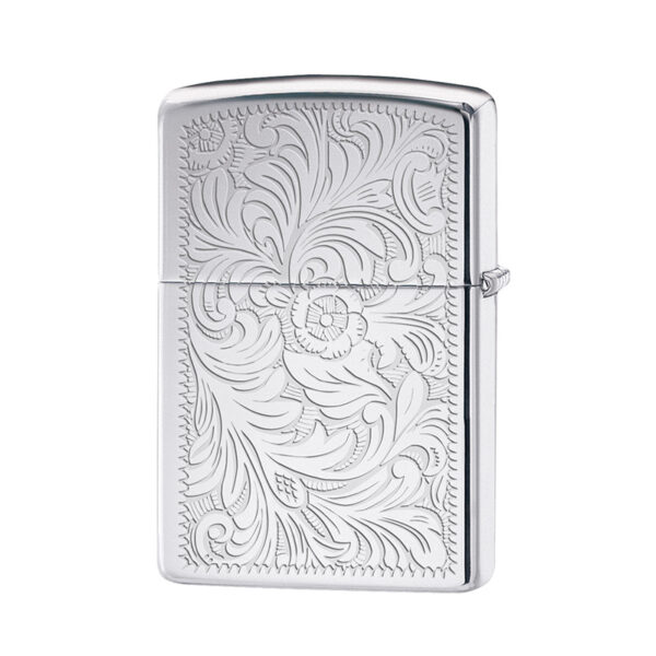 silver reverse venetian zippo lighter