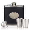 gift set black leather hip flask