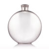 engraved round pewter hip flask