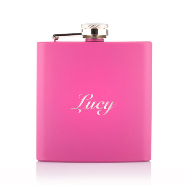 Pink-Hip-Flask-Personalised-Lucy