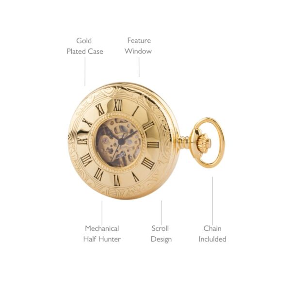 Gold Plated Half Hunter Mechanical Pocket Watch