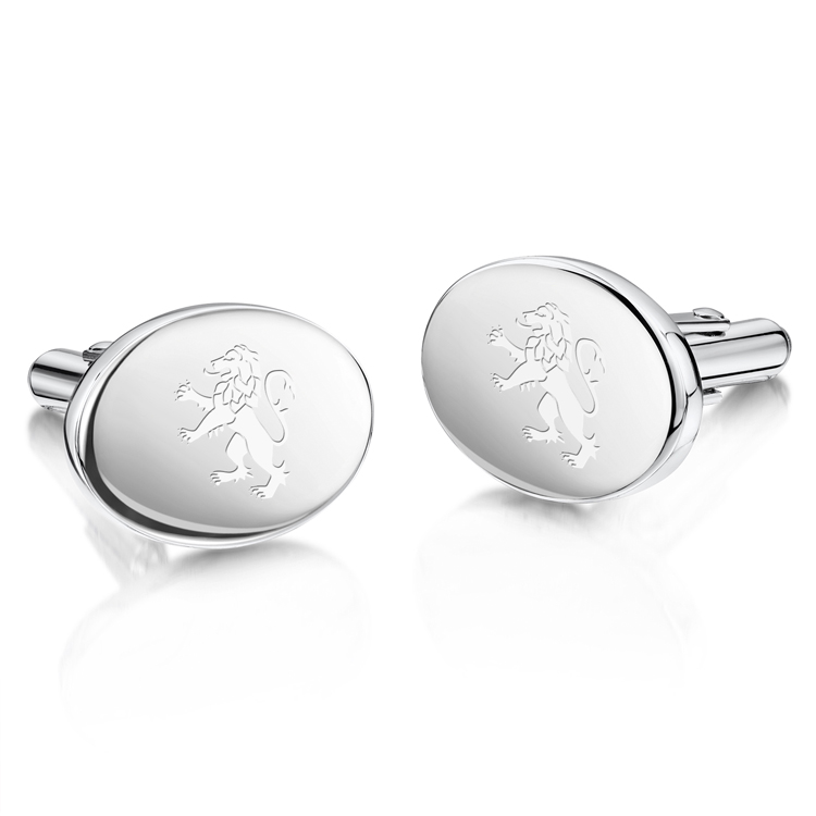 Personalized Cufflinks - Silver Oval Cufflinks