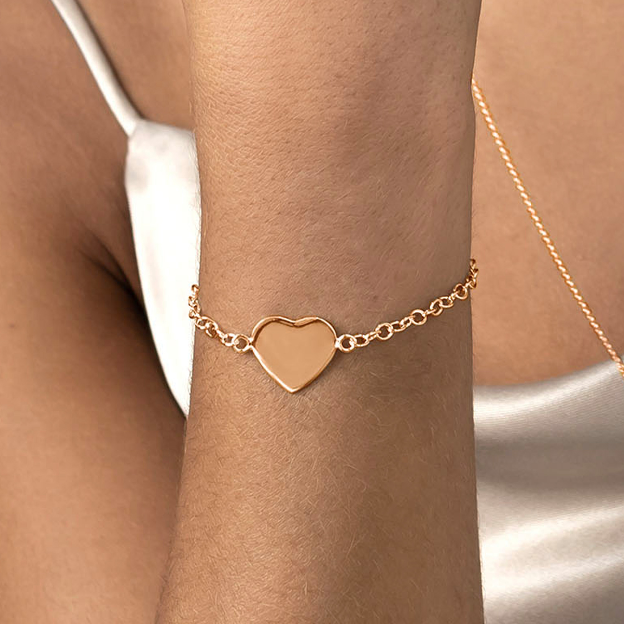 Rose Gold Heart Chain Personalised Bracelet PMB 3666