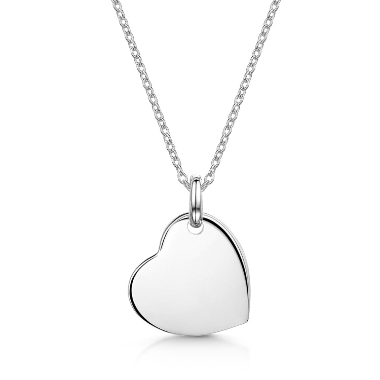 Silver Heart Shaped Pendant Engraved God Bless Protect You