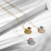 3 swarovski birthstone disc necklaces