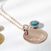 Rose gold birthstone disc necklace