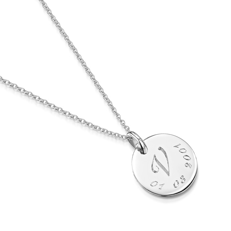 Disc Initial Date Flat Silver Script