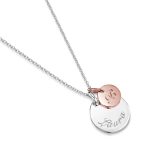 personalised necklace Disc-with-dot-disc-rose-gold-flat