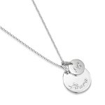 personalised necklace Disc-with-dot-disc-silver-flat