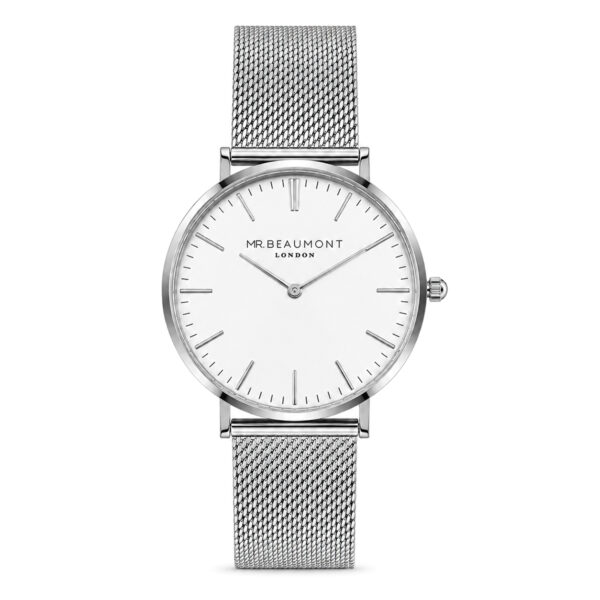 Silver Mesh Strap Engraved Watch