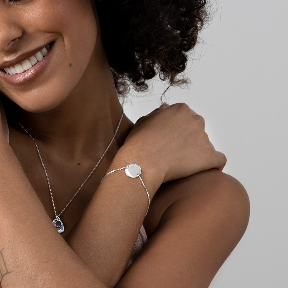 Disc Chain Personalised Bracelet – Silver PMB 3597 (1)