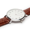 Mr-Beaumont-personalised-retro-watch-brown-silver-flat-close