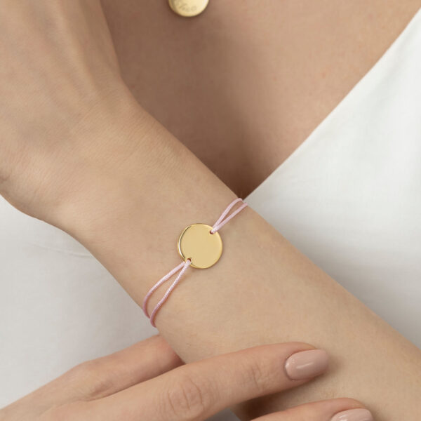 Pink Personalised Friendship Bracelet – Rose Gold Disc PMB 3668-RGP-Pink 2