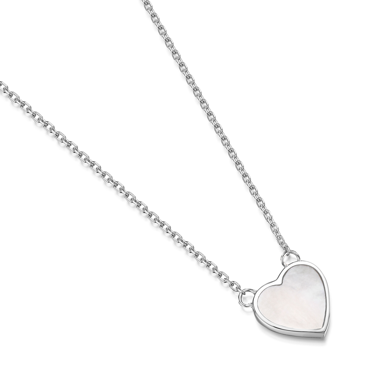 Silver Pearl Heart Personalised Necklace | Engravers Guild