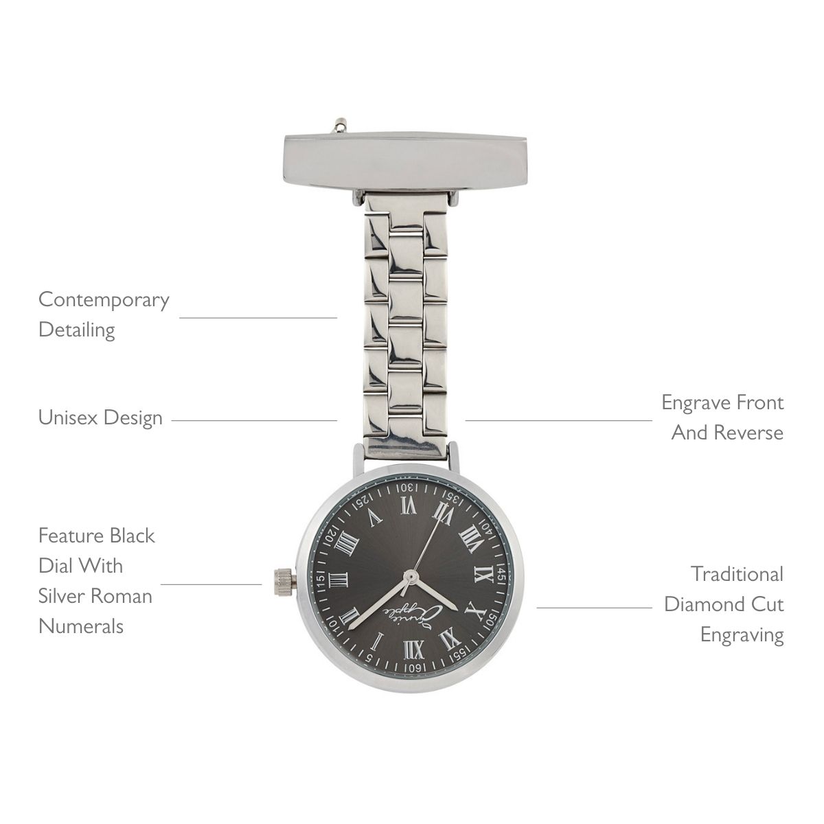 Nurses Engraved Fob Watch - Silver