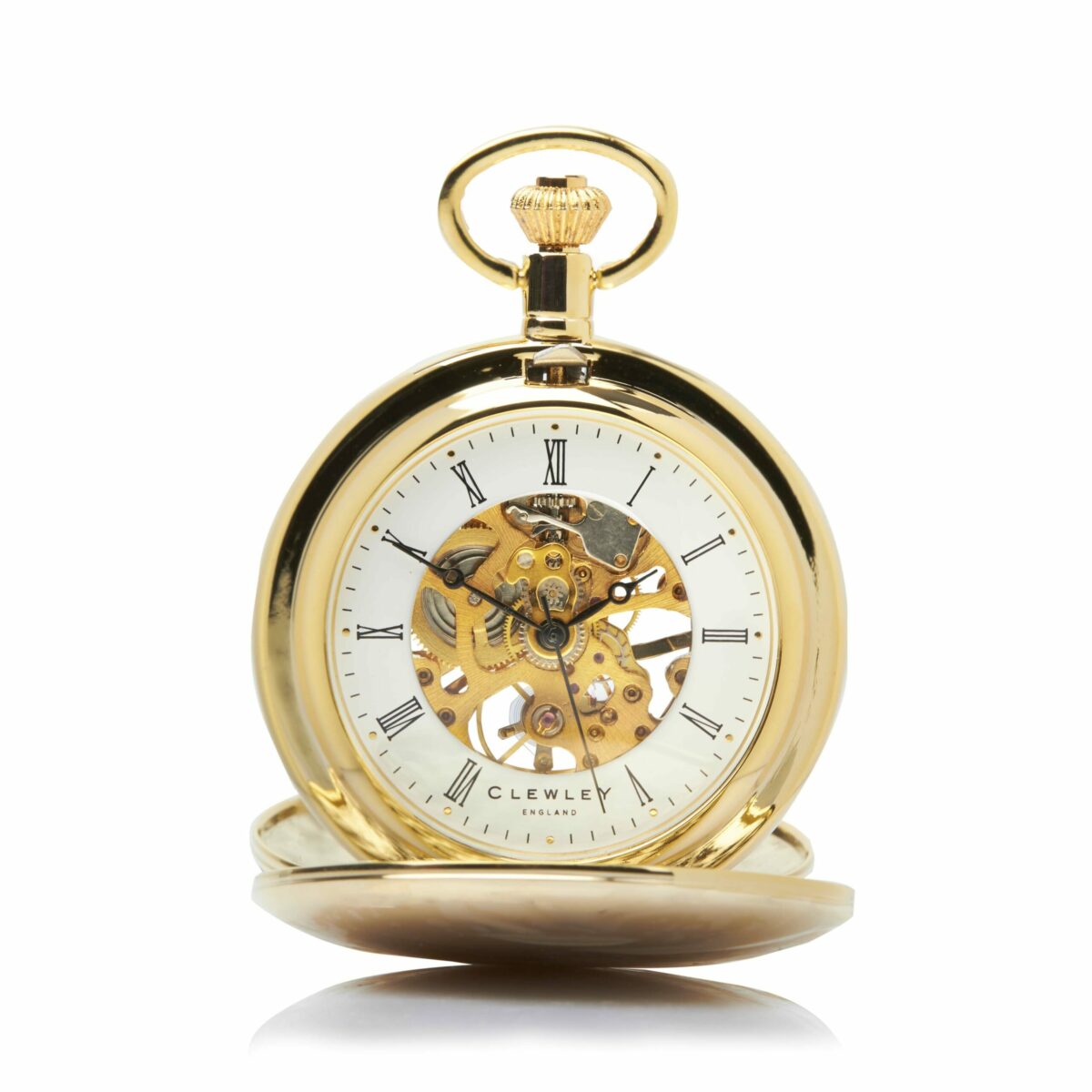 Gold Double Hunter Skeleton Pocket Watch Engravers Guild