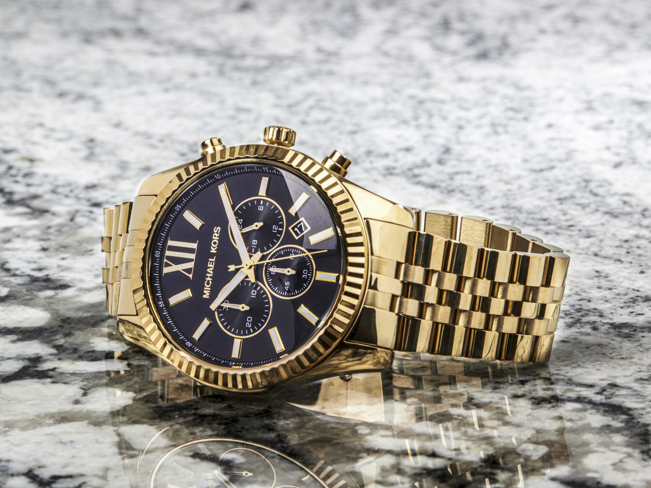 Michael Kors Gold and Black Engraved Watch | Engravers Guild