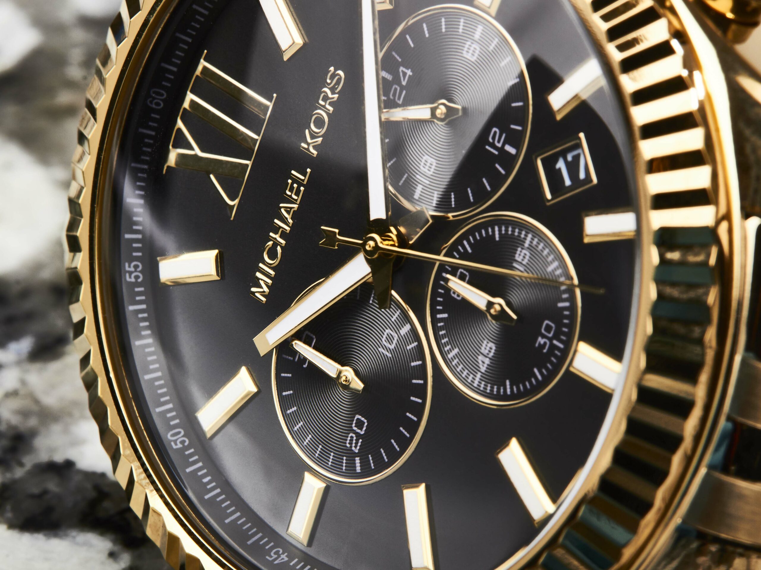 Michael Kors Gold and Black Engraved Watch | Engravers Guild