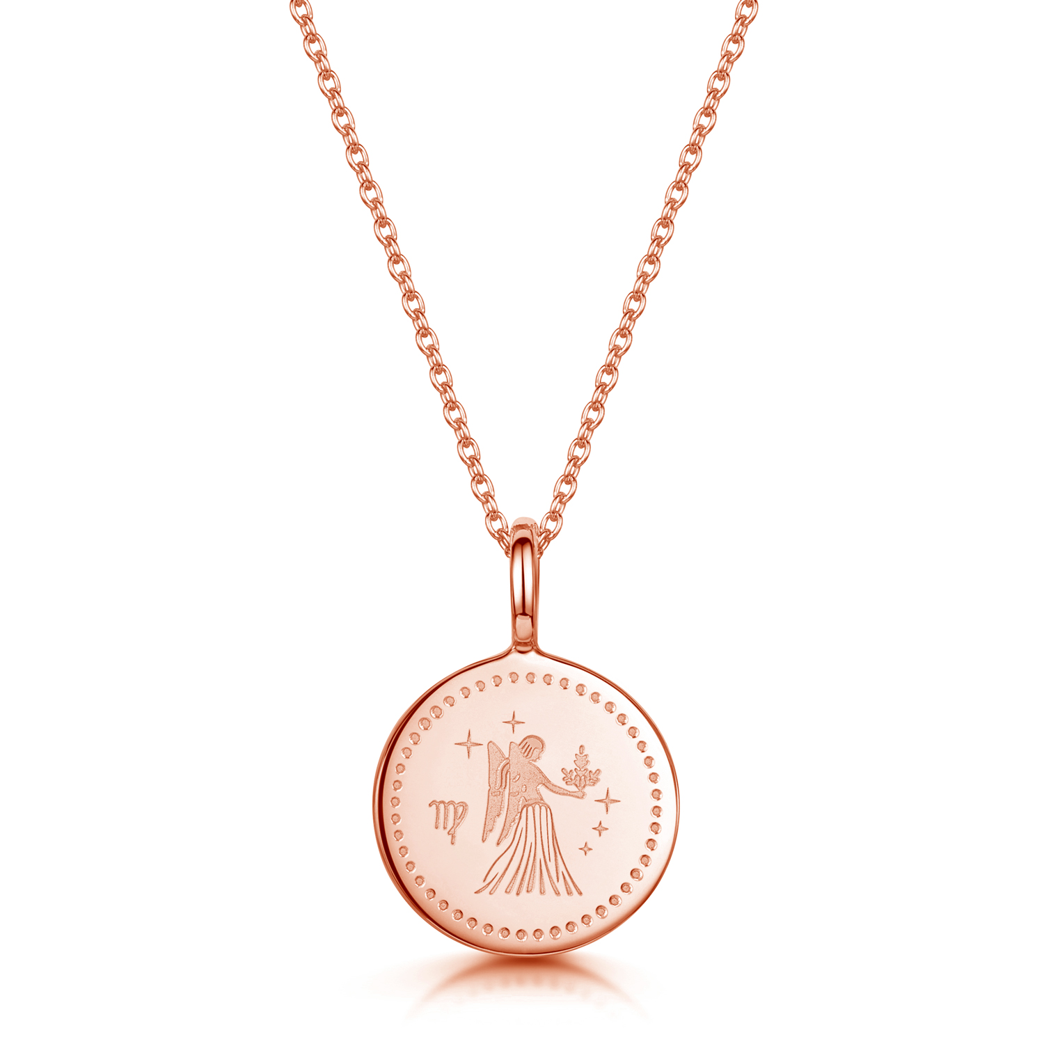 Rose Gold Virgo Star Sign Personalised Necklace Engravers Guild