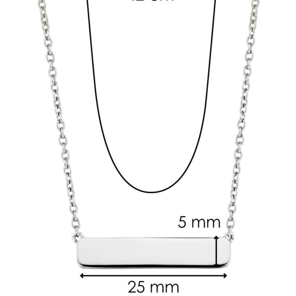 silver name bar necklace measurements
