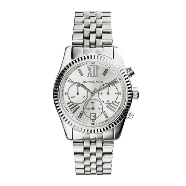 silver-womens-michael-kors-bracelet-watch-front