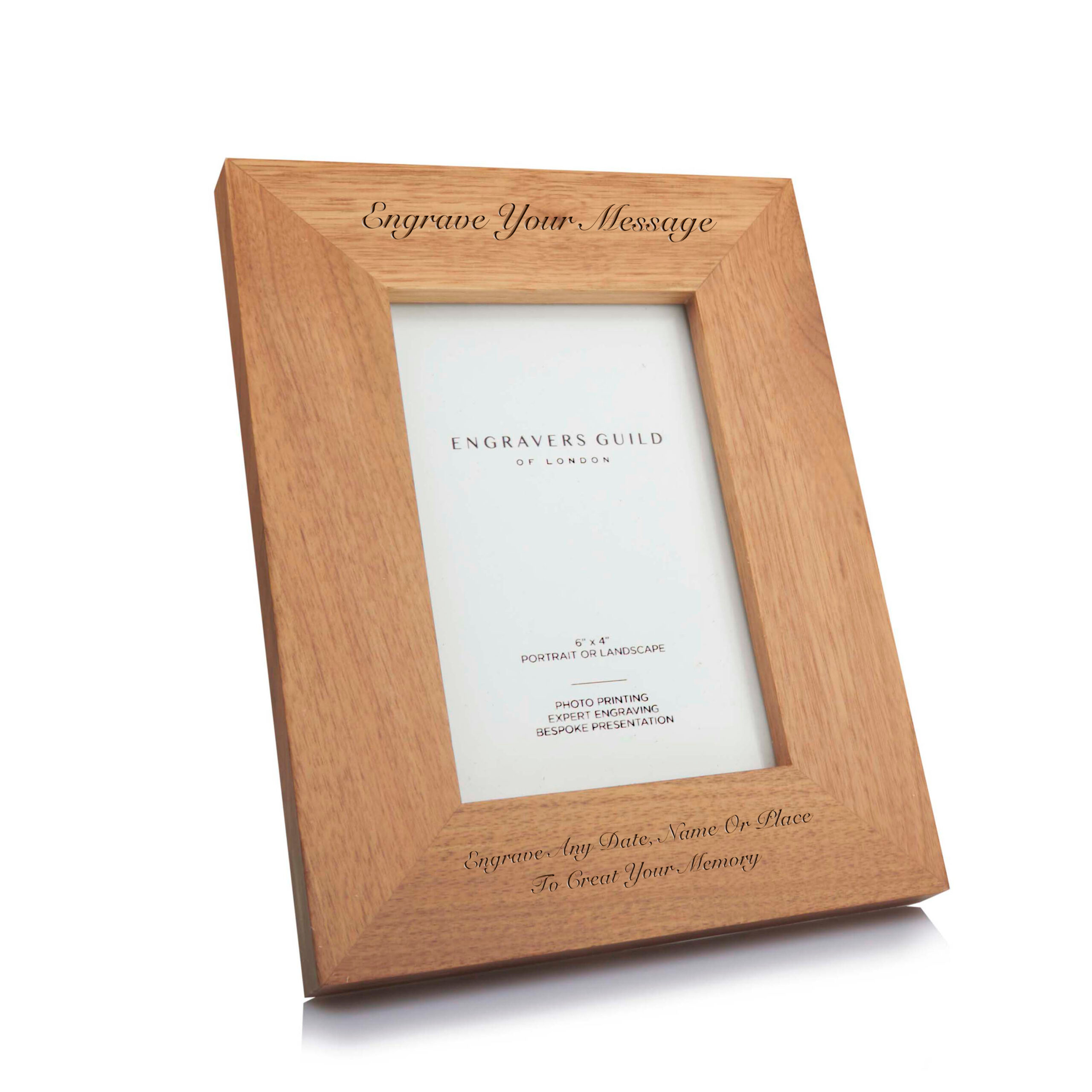 4×6 Personalised Light Oak Photo Frame Engravers Guild