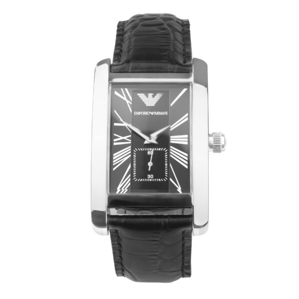 Classic Mem's Armani Black Leather Watch