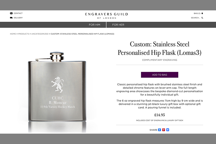 Step 3 - Ordering your personalised hip flask image