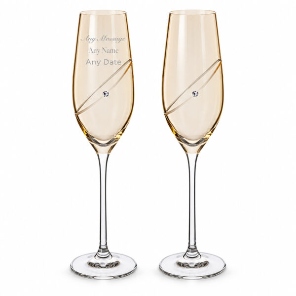 Dartington Gold Celebration Champagne Flutes - Set of 2