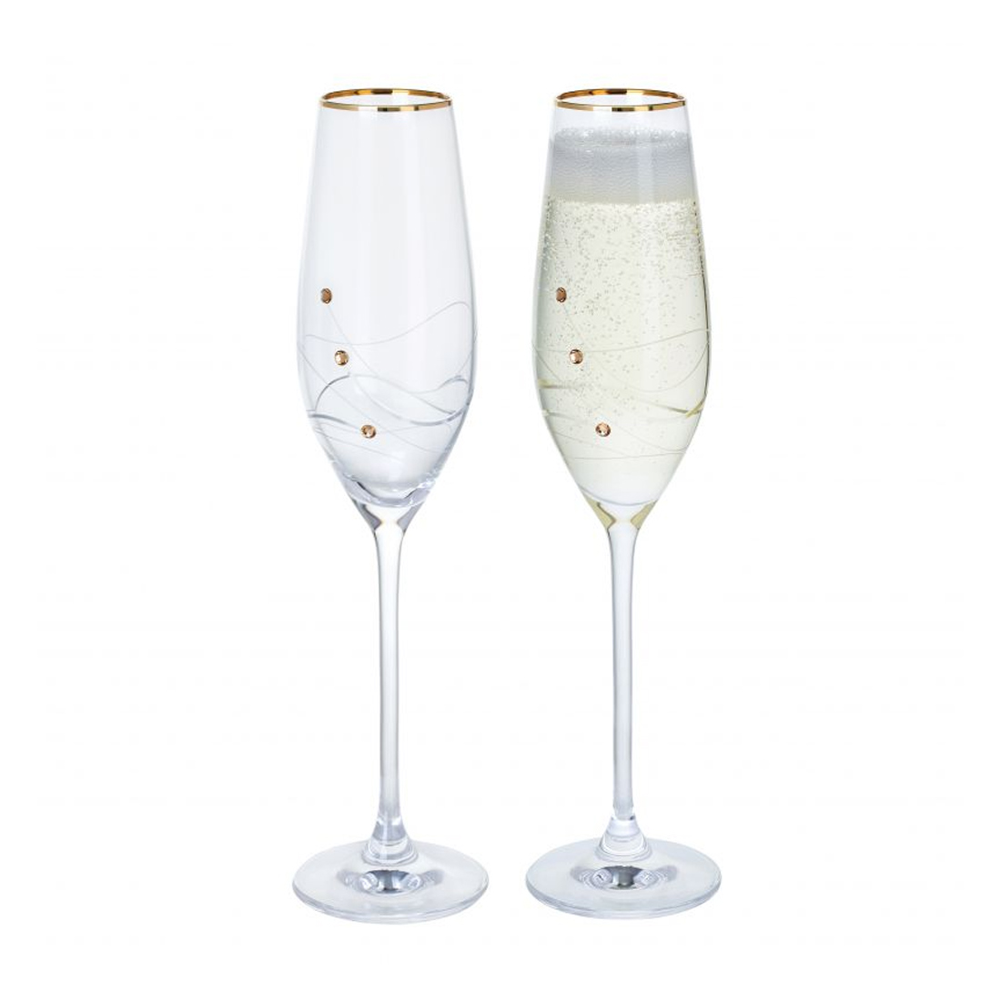 Personalised Gold Glitz Champagne Glasses Engravers Guild