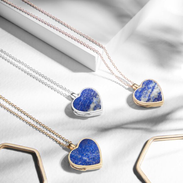 Lapis Heart Trio lockets