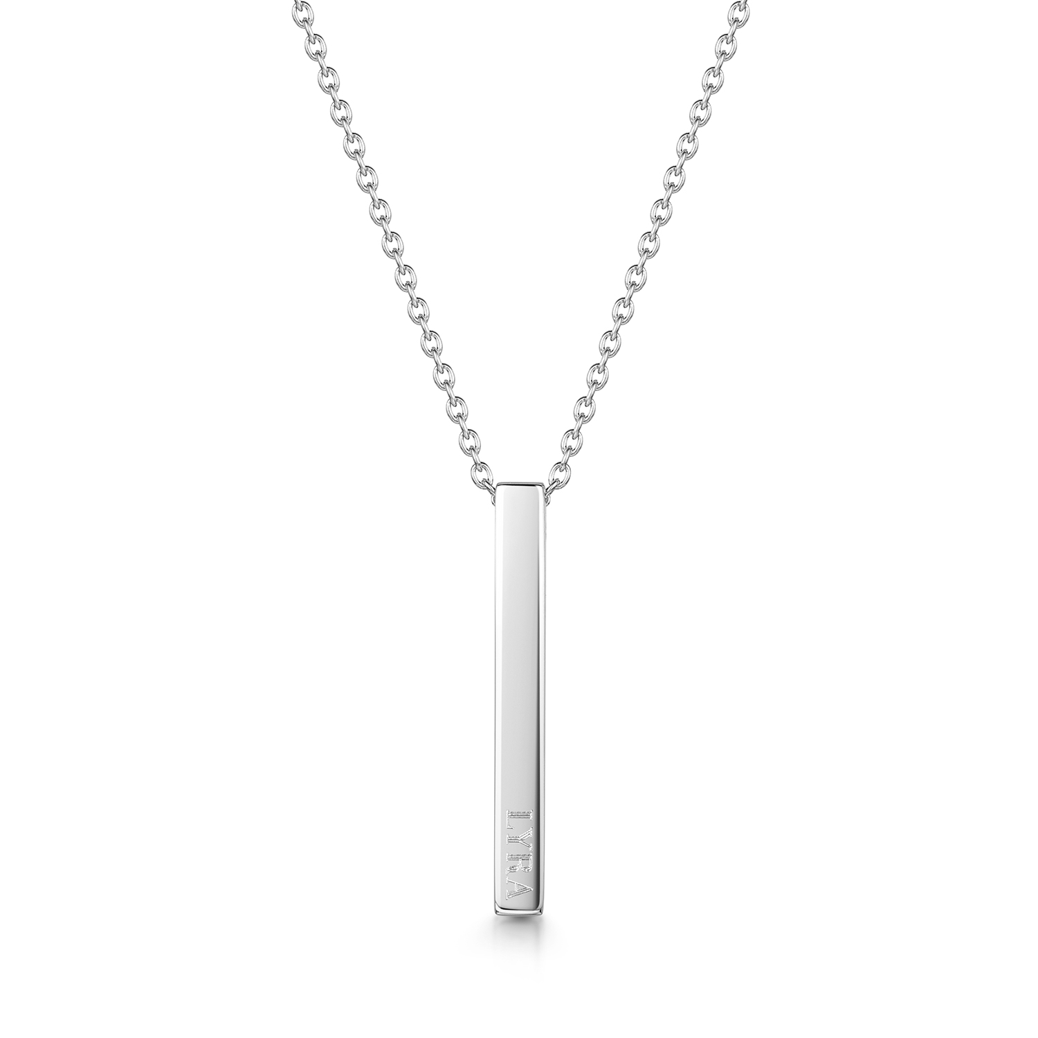 Brock - Engraved Silver Bar Chain Necklace | Mia Smantz