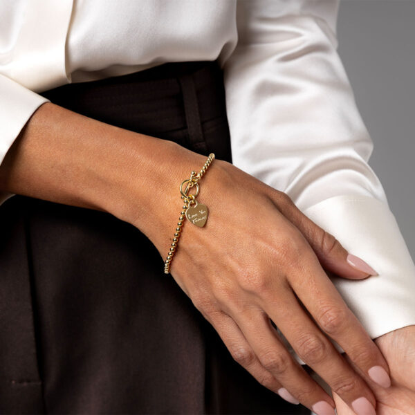 Personalised Bracelet T-Bar Heart on Bead Chain